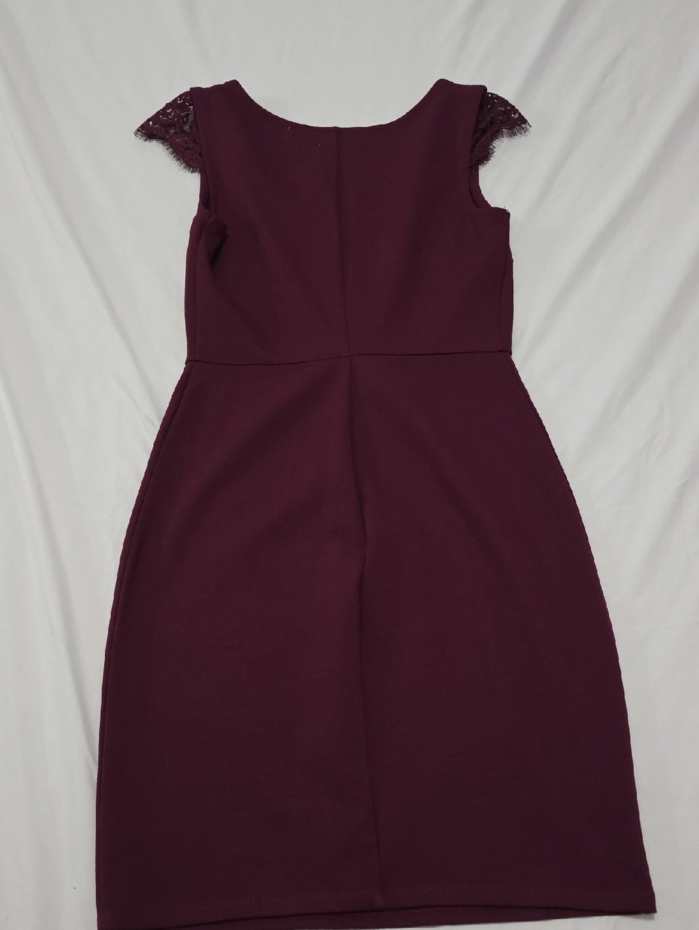 Decree Plum Lace-Trim Midi Sheath Dress Size XS - Picture 4 of 7